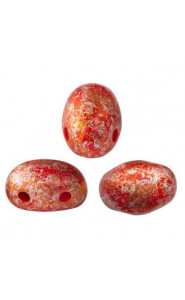 Les perles par Puca® Samos beads Opaque coral red tweedy 93200/45703